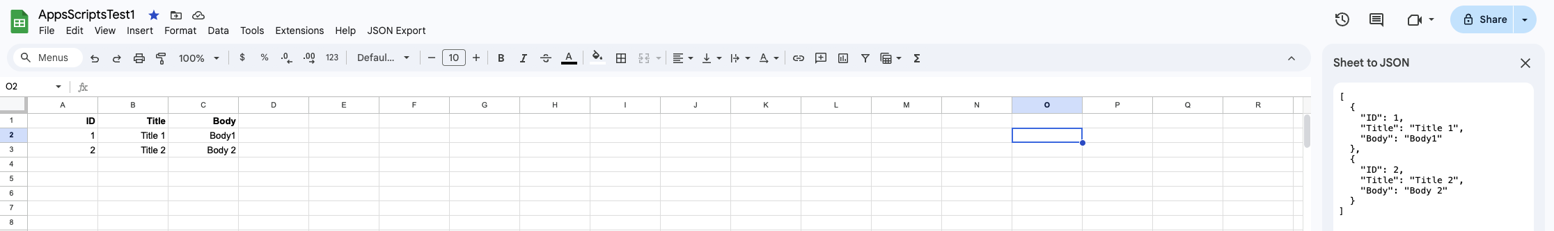 The sidebar showing the result